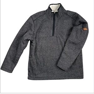 ORVIS Men’s Brighton 1/4 Zip Pullover Jacket Mock Neck Charcoal Gray Sherpa M